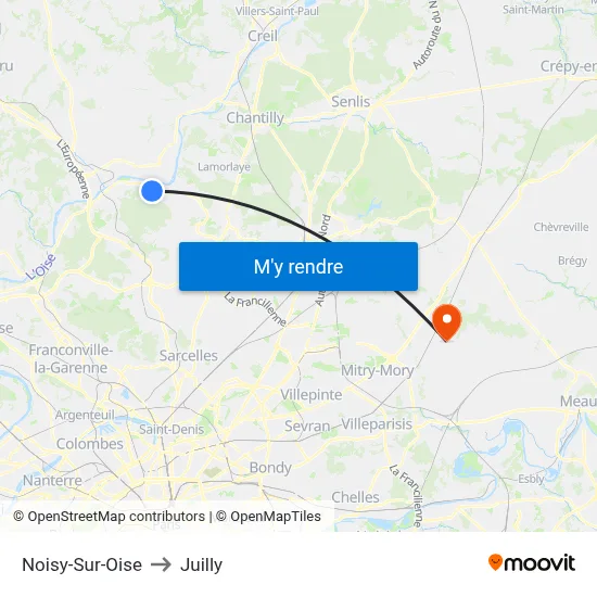 Noisy-Sur-Oise to Juilly map