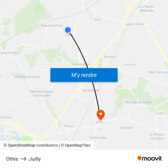 Othis to Juilly map