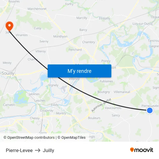 Pierre-Levee to Juilly map