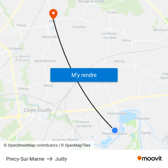 Precy-Sur-Marne to Juilly map