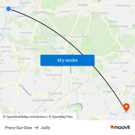 Precy-Sur-Oise to Juilly map