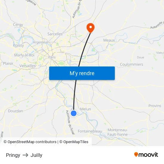 Pringy to Juilly map