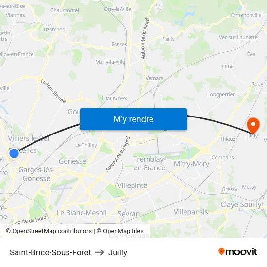 Saint-Brice-Sous-Foret to Juilly map