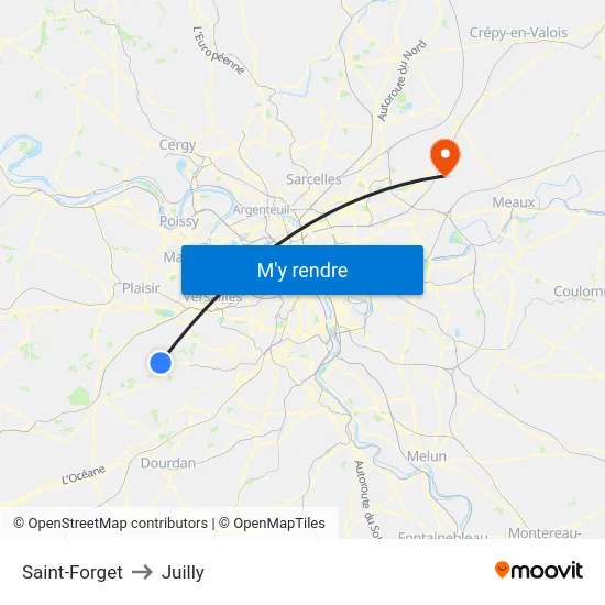 Saint-Forget to Juilly map