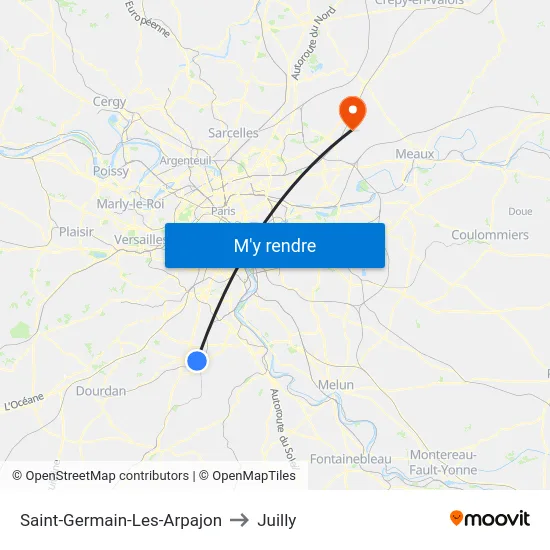 Saint-Germain-Les-Arpajon to Juilly map