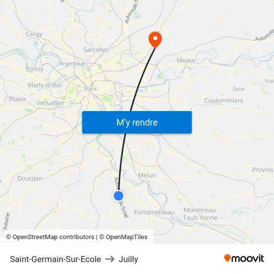 Saint-Germain-Sur-Ecole to Juilly map