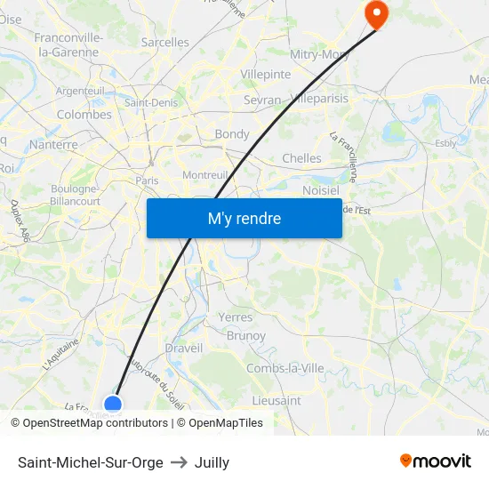 Saint-Michel-Sur-Orge to Juilly map