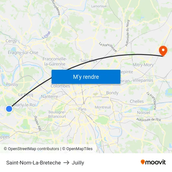 Saint-Nom-La-Breteche to Juilly map
