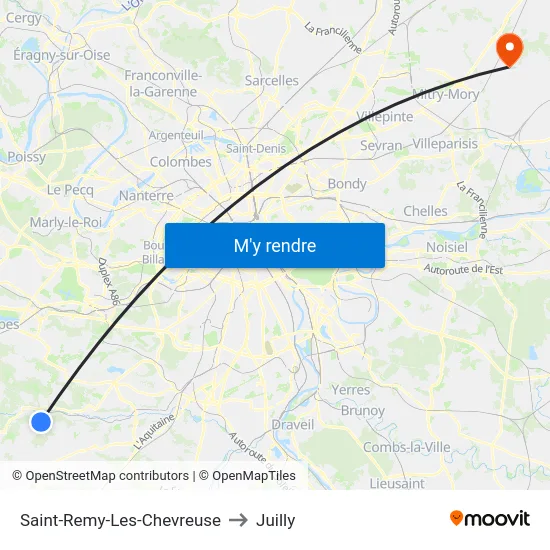 Saint-Remy-Les-Chevreuse to Juilly map