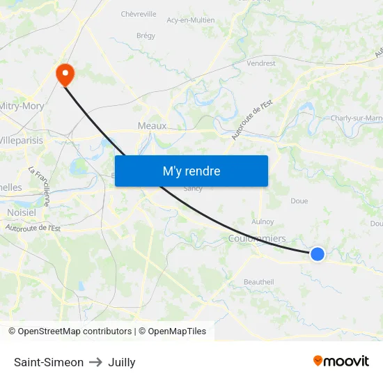 Saint-Simeon to Juilly map