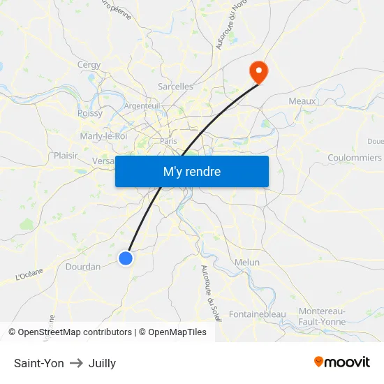 Saint-Yon to Juilly map