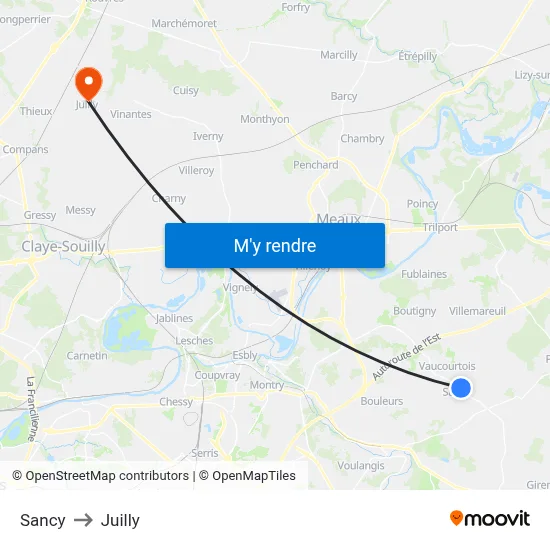 Sancy to Juilly map
