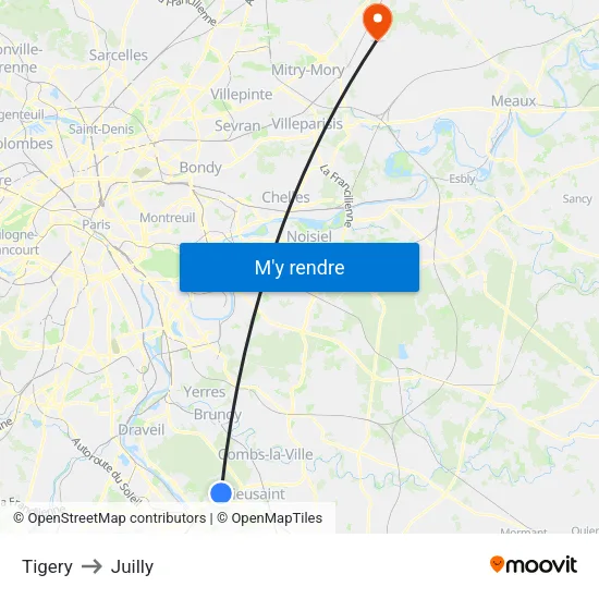 Tigery to Juilly map