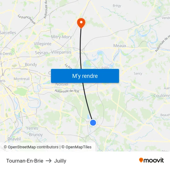 Tournan-En-Brie to Juilly map