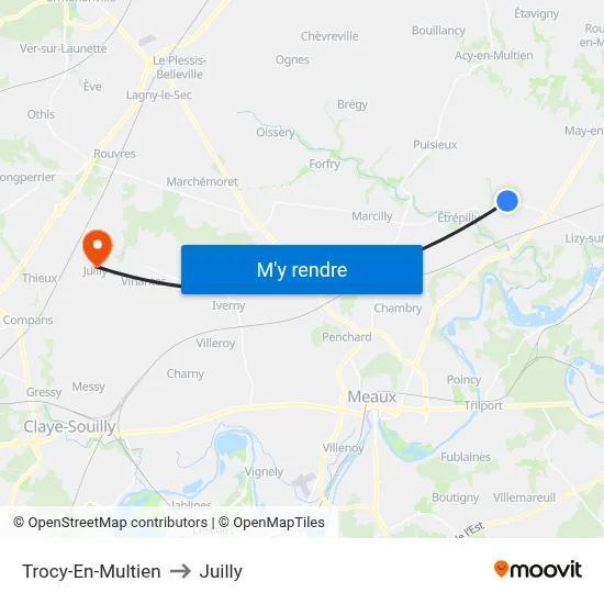 Trocy-En-Multien to Juilly map