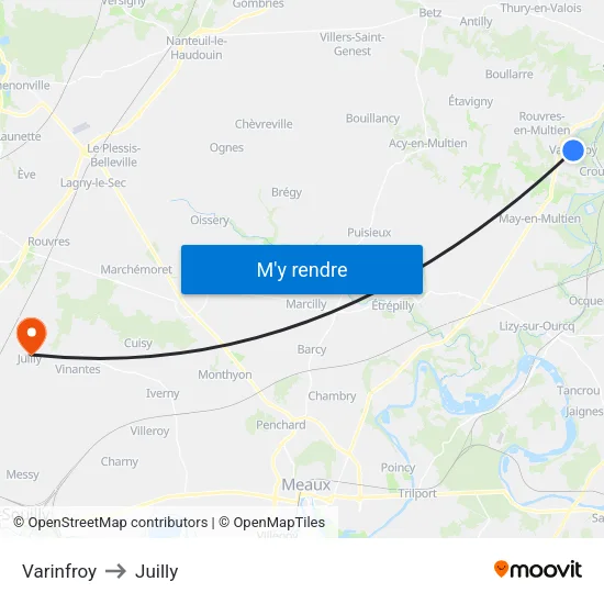 Varinfroy to Juilly map