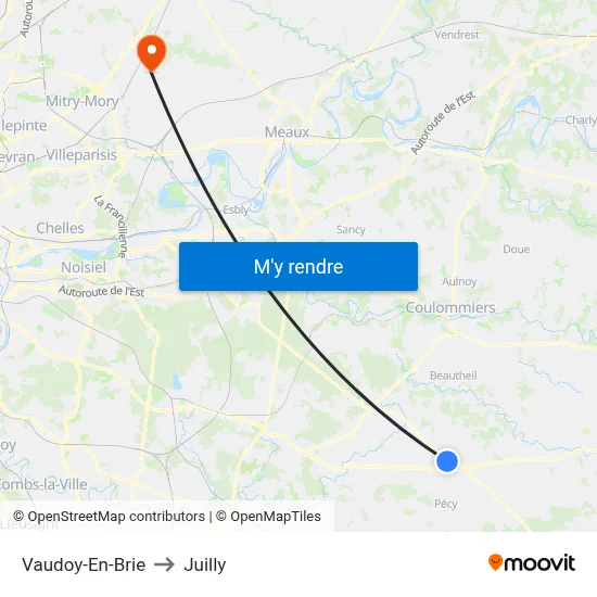 Vaudoy-En-Brie to Juilly map
