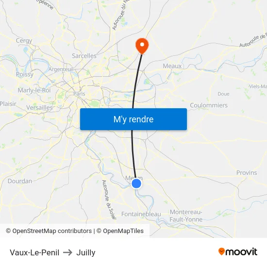 Vaux-Le-Penil to Juilly map