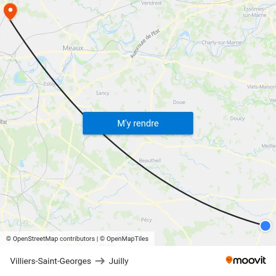 Villiers-Saint-Georges to Juilly map