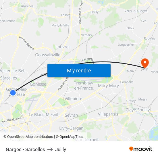 Garges - Sarcelles to Juilly map