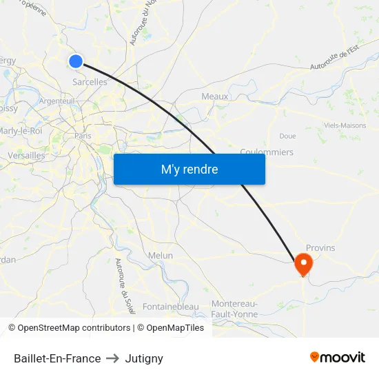 Baillet-En-France to Jutigny map
