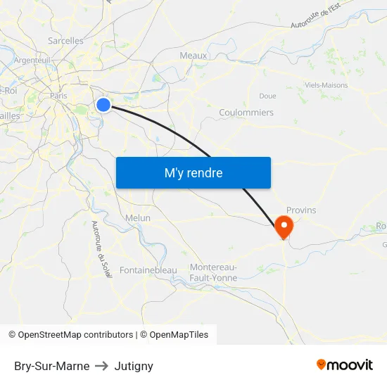 Bry-Sur-Marne to Jutigny map
