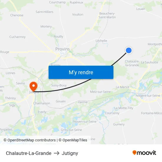 Chalautre-La-Grande to Jutigny map