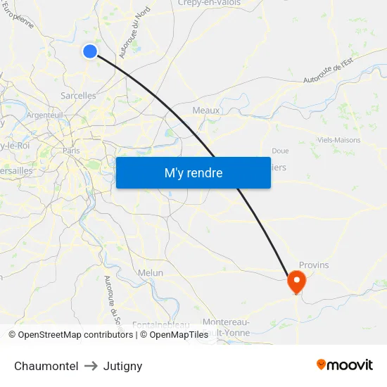 Chaumontel to Jutigny map