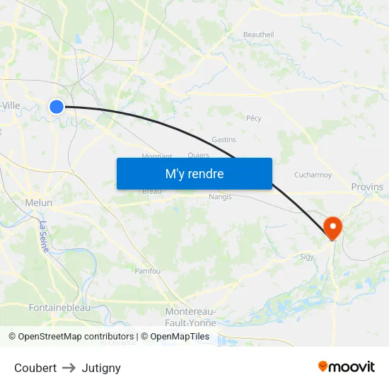 Coubert to Jutigny map
