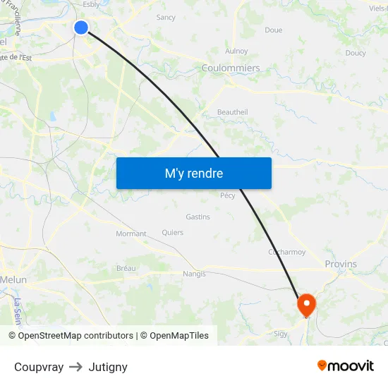 Coupvray to Jutigny map
