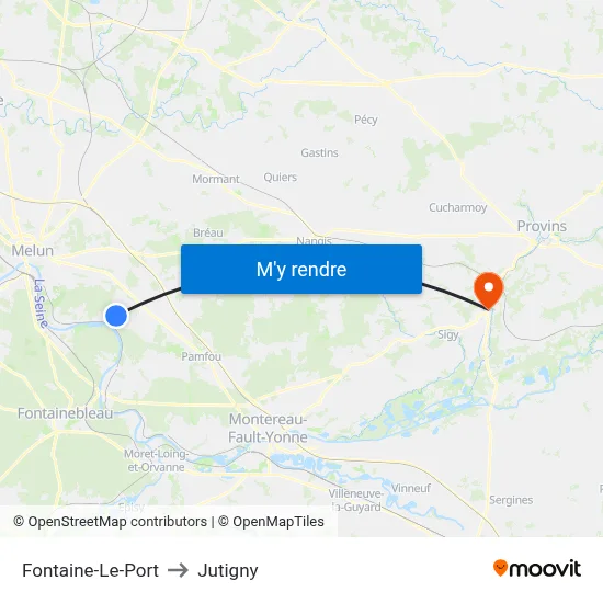 Fontaine-Le-Port to Jutigny map