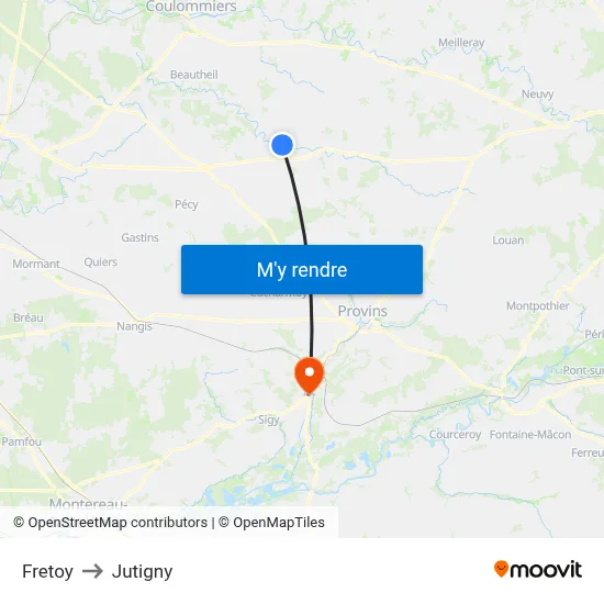 Fretoy to Jutigny map