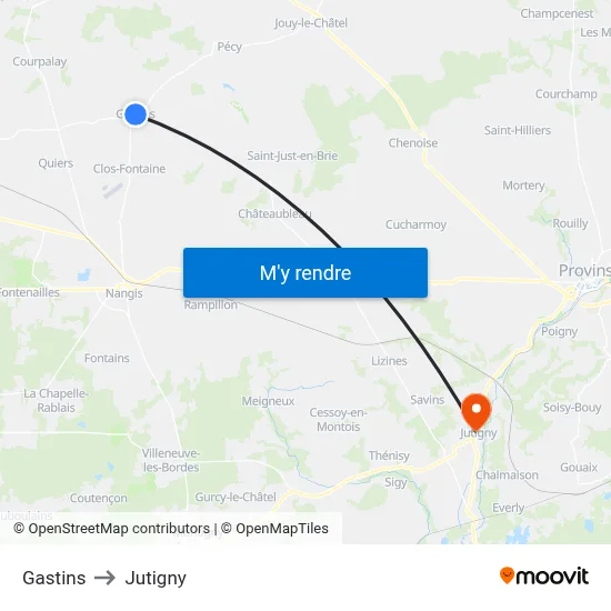 Gastins to Jutigny map