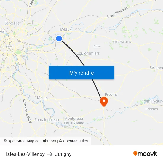 Isles-Les-Villenoy to Jutigny map