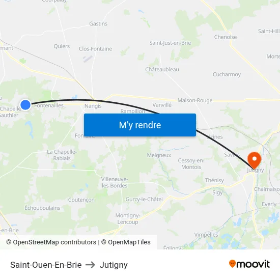 Saint-Ouen-En-Brie to Jutigny map
