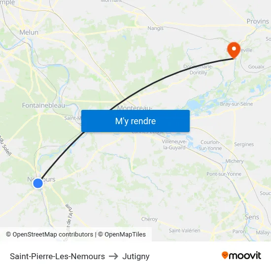 Saint-Pierre-Les-Nemours to Jutigny map