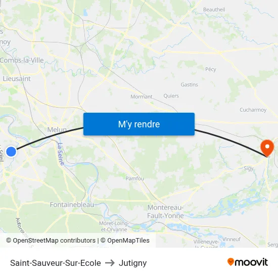 Saint-Sauveur-Sur-Ecole to Jutigny map