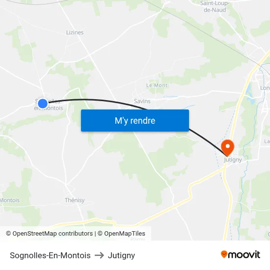 Sognolles-En-Montois to Jutigny map
