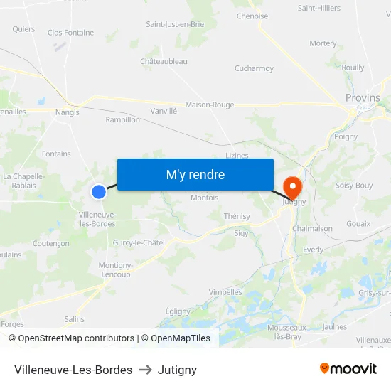 Villeneuve-Les-Bordes to Jutigny map
