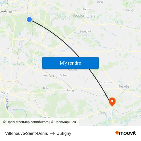 Villeneuve-Saint-Denis to Jutigny map