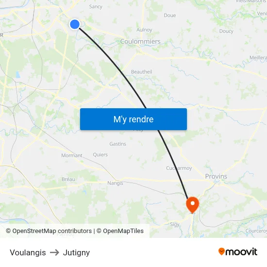Voulangis to Jutigny map