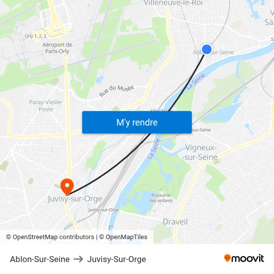 Ablon-Sur-Seine to Juvisy-Sur-Orge map