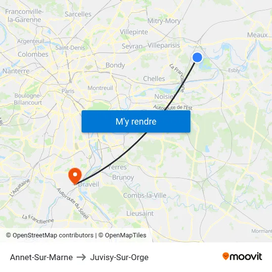 Annet-Sur-Marne to Juvisy-Sur-Orge map