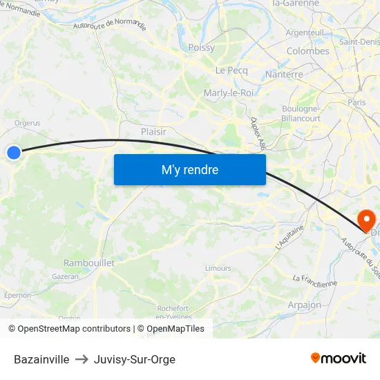 Bazainville to Juvisy-Sur-Orge map