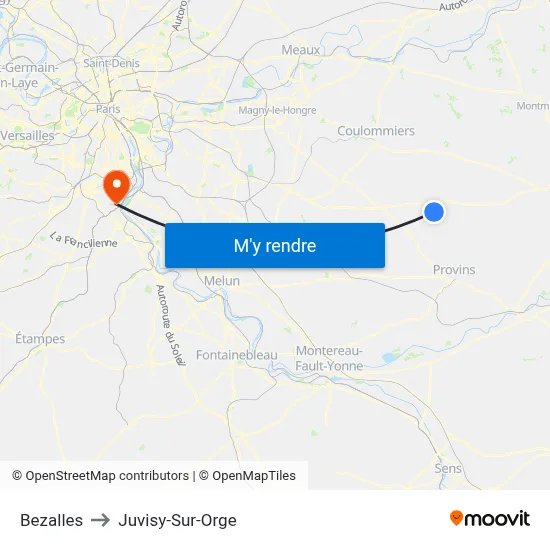 Bezalles to Juvisy-Sur-Orge map