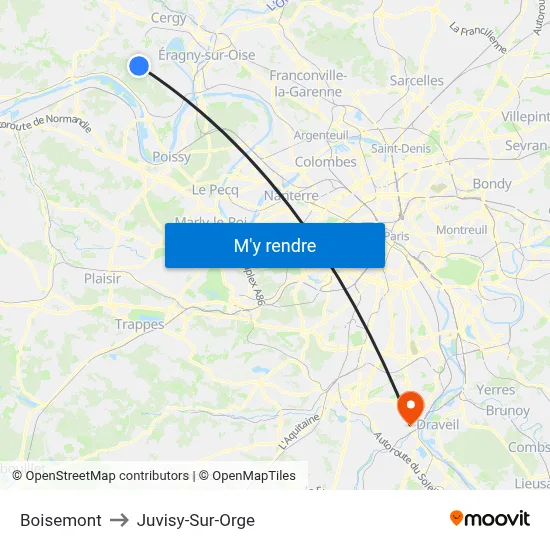 Boisemont to Juvisy-Sur-Orge map
