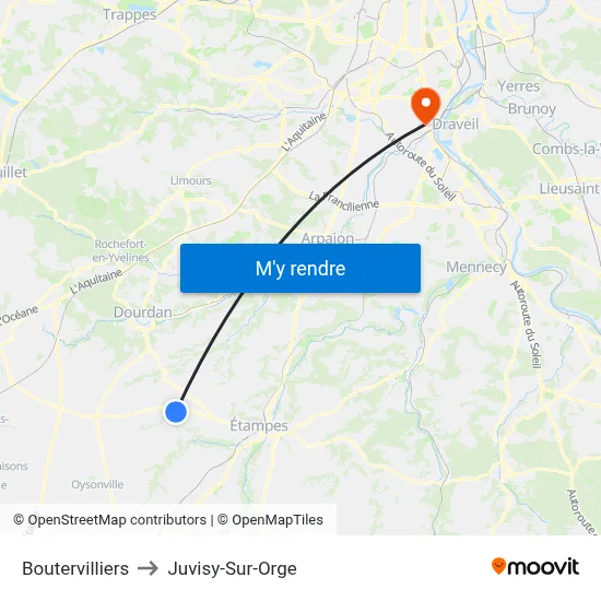 Boutervilliers to Juvisy-Sur-Orge map
