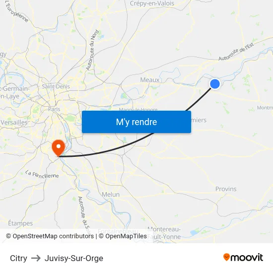 Citry to Juvisy-Sur-Orge map