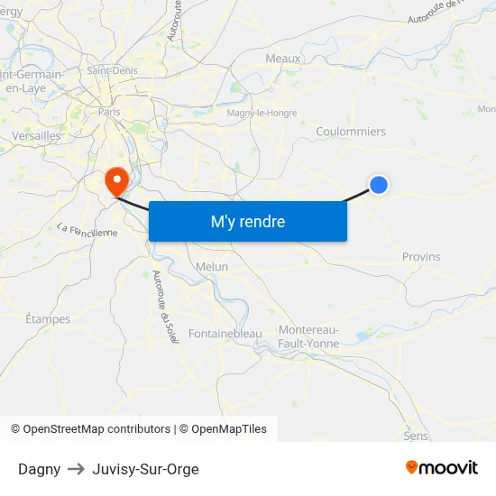 Dagny to Juvisy-Sur-Orge map