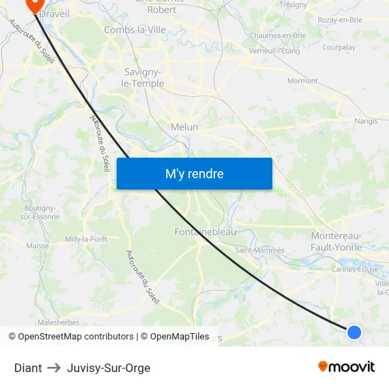 Diant to Juvisy-Sur-Orge map